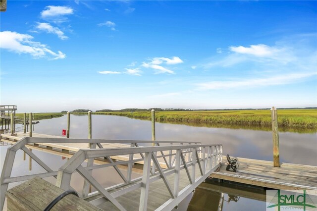 view of dock featuring a water view