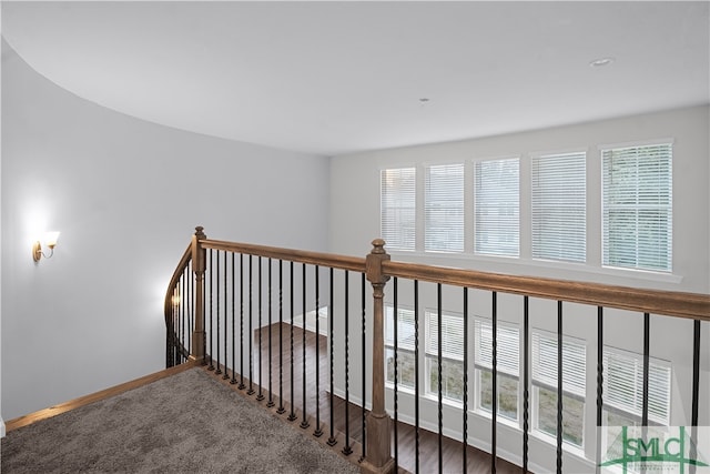 hall featuring plenty of natural light and hardwood / wood-style floors