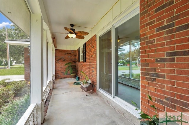 view of patio with ceiling fan