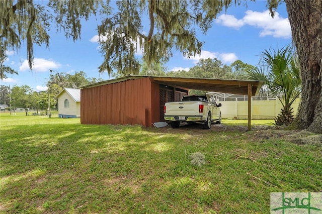 exterior space featuring a carport