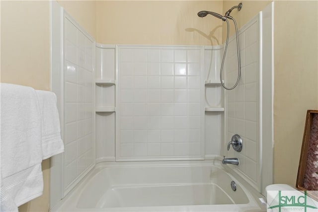 full bath featuring toilet and shower / bathing tub combination