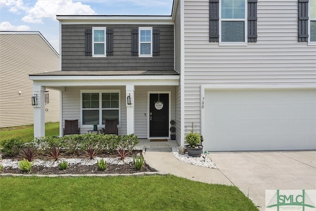 view of front of house with a garage