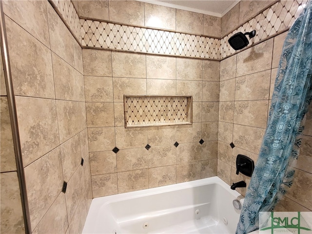 bathroom with shower / bath combination with curtain