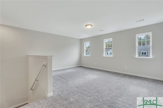 unfurnished room with carpet and a healthy amount of sunlight