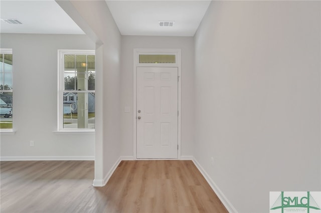 entrance foyer with light hardwood / wood-style flooring