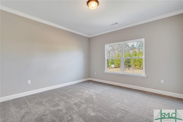 51 Hanover Pl, Richmond Hill, GA 31324 - spare room featuring crown molding, visible vents, baseboards, and carpet