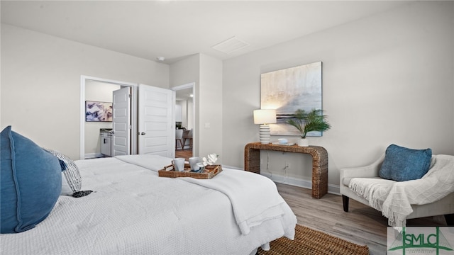 bedroom featuring hardwood / wood-style flooring