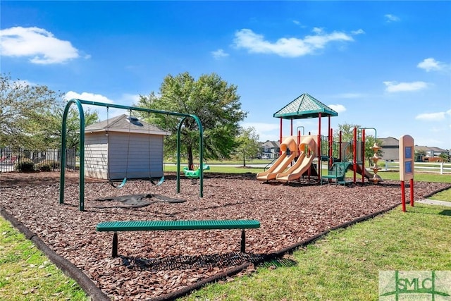 community play area featuring fence