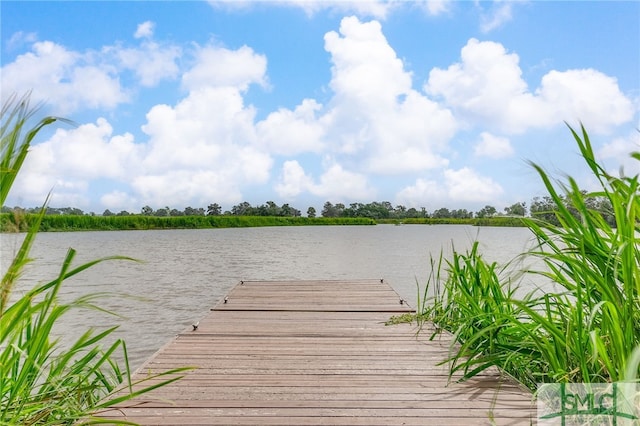 view of dock featuring a water view