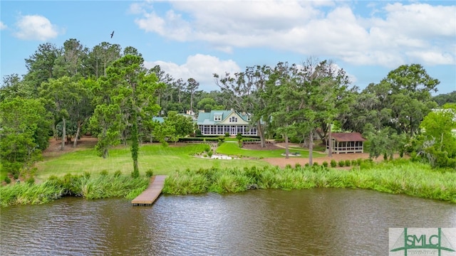 exterior space with a boat dock