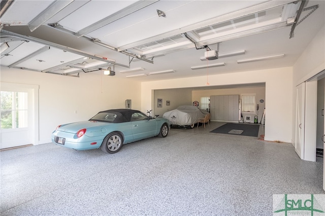 garage with a garage door opener