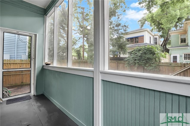 view of unfurnished sunroom