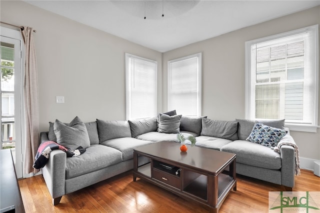 living room featuring light hardwood / wood-style floors