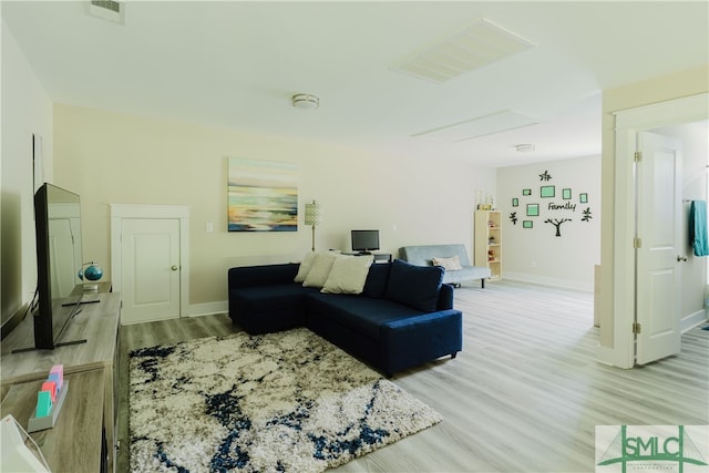 living room featuring light hardwood / wood-style flooring