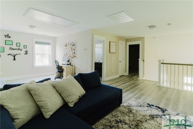 living room with light wood-type flooring