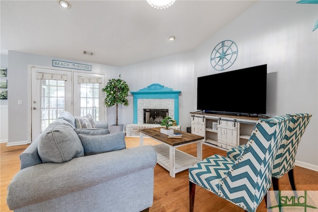 living room featuring light hardwood / wood-style floors