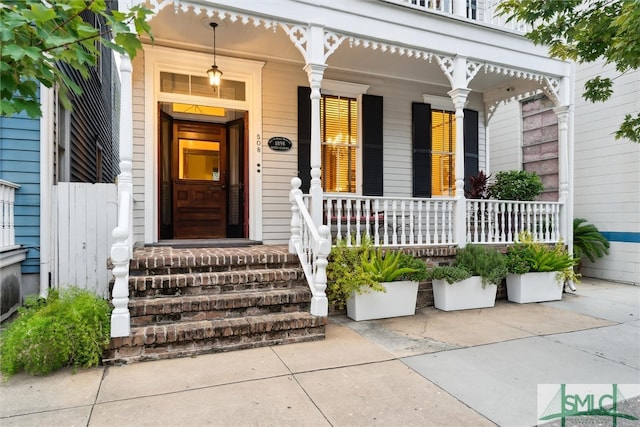 entrance to property with covered porch