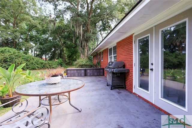 view of patio with area for grilling