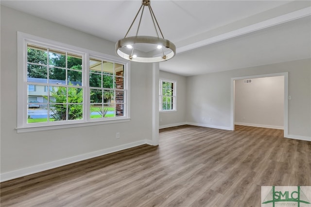 spare room with wood-type flooring