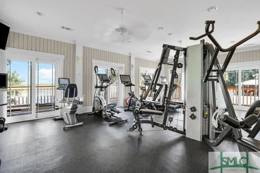 workout area featuring visible vents and a wealth of natural light