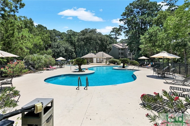 view of pool with a patio area