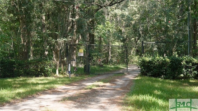 view of street with a gate and a gated entry