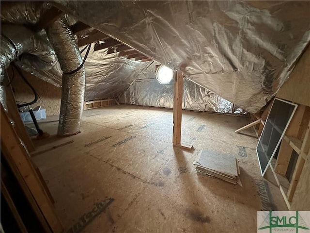 view of unfinished attic