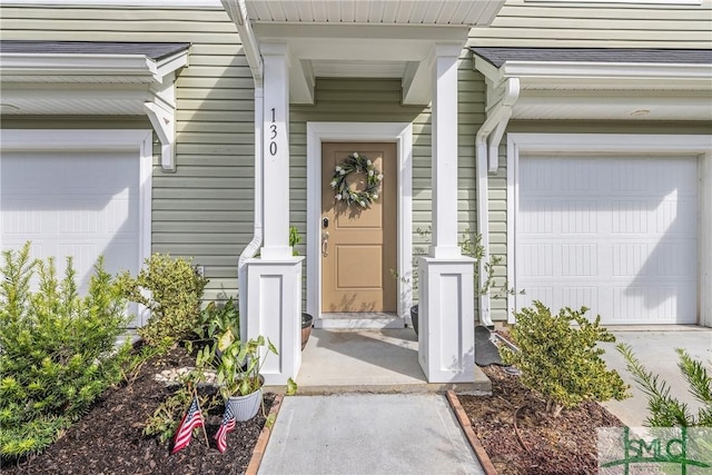 entrance to property with a garage