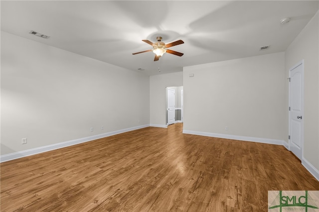 interior space featuring wood-type flooring and ceiling fan