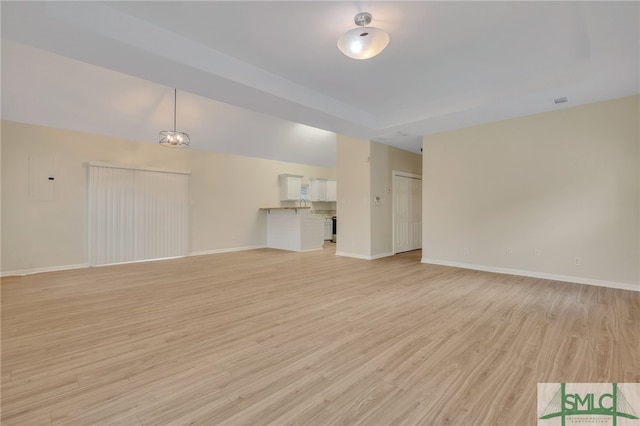 unfurnished living room featuring light hardwood / wood-style floors