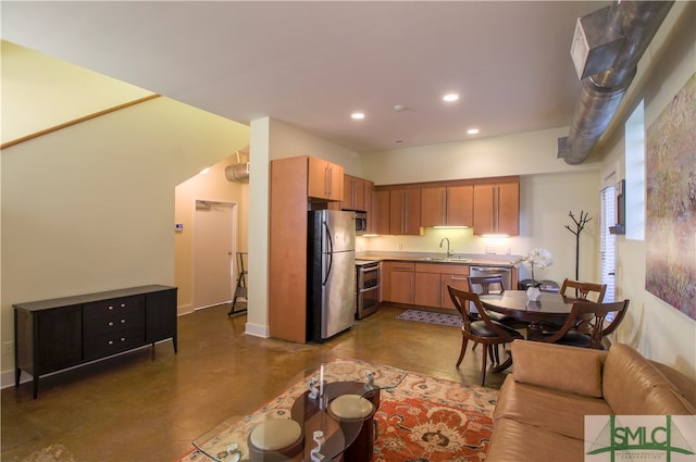 kitchen with stainless steel appliances and sink