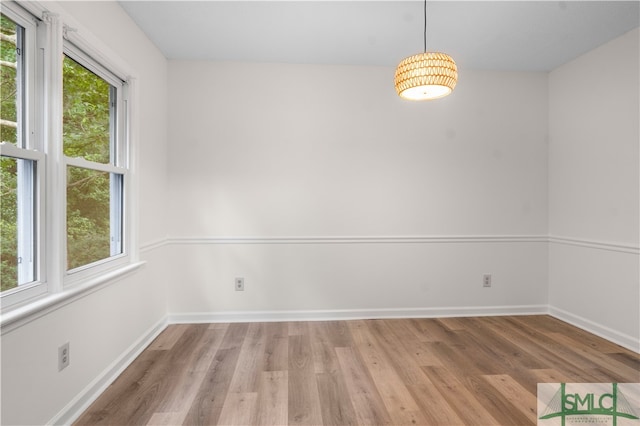 spare room with wood-type flooring and a wealth of natural light