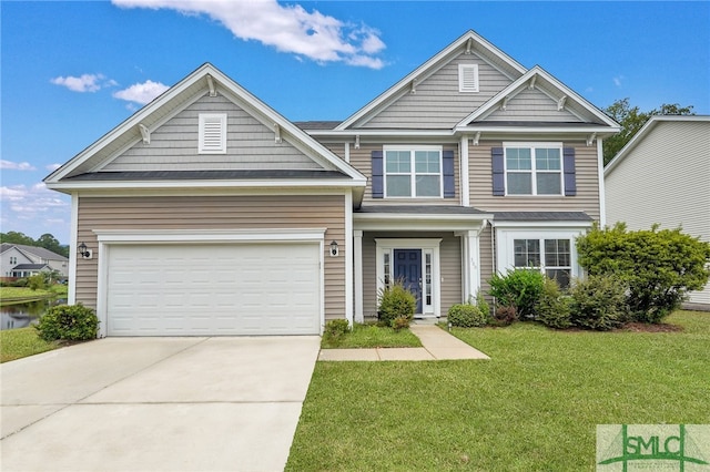 craftsman-style home with a front lawn