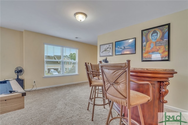 bar with light colored carpet