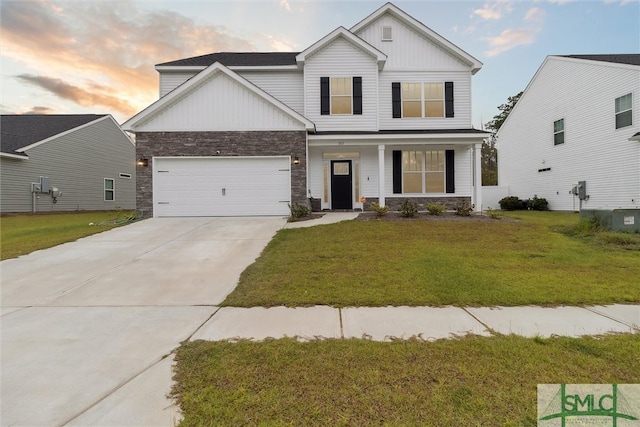 view of front of home featuring a yard and a porch