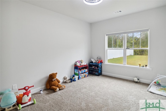 game room featuring carpet floors