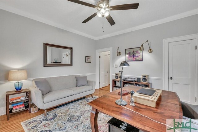 202 E 51st St, Savannah, GA 31405 - living area featuring ceiling fan and light wood finished floors