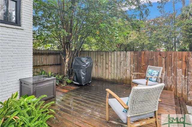 202 E 51st St, Savannah, GA 31405 - wooden terrace featuring grilling area