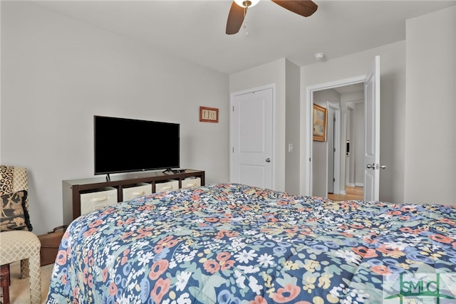 bedroom featuring ceiling fan