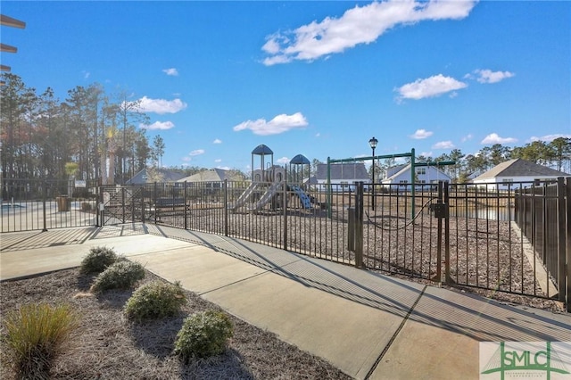 community play area with fence