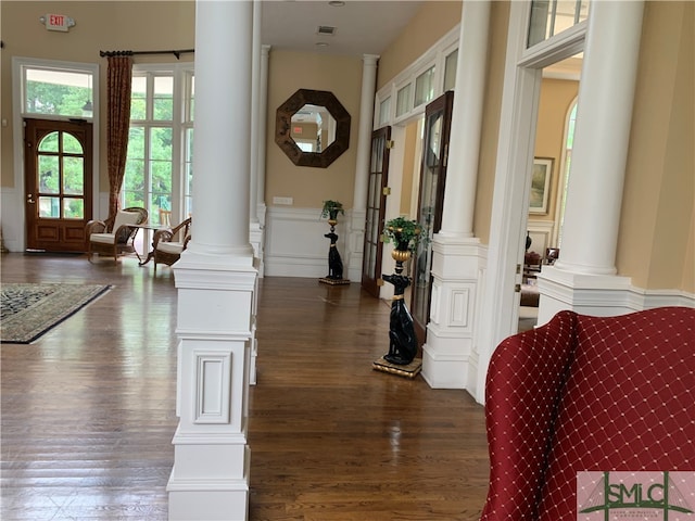 interior space featuring dark hardwood / wood-style flooring