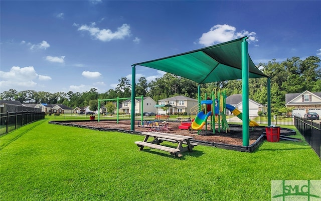 view of playground featuring a yard