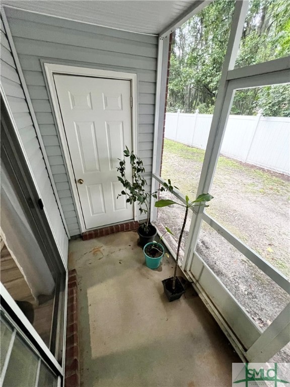 view of unfurnished sunroom