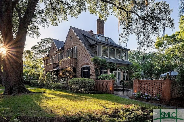 view of property exterior with a yard