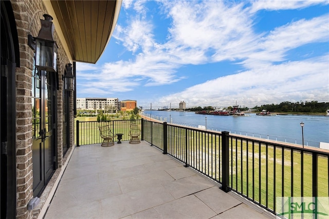 balcony with a water view