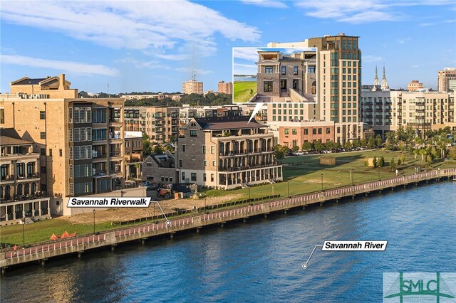 view of city with a water view