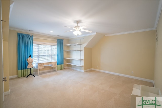 bonus room featuring ceiling fan and carpet floors