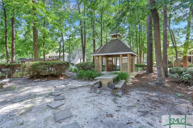 view of patio featuring a gazebo