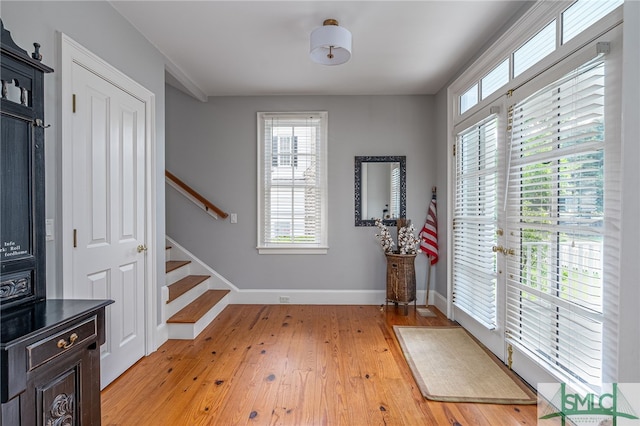 foyer featuring light wood-type flooring