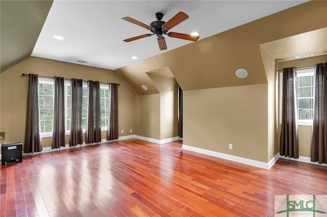 173 Trail Rd S, Midway, GA 31320 - bonus room featuring wood finished floors, baseboards, a ceiling fan, and a healthy amount of sunlight